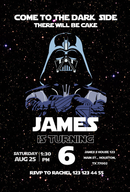 Star Wars customizable invite template | instant download | Share or Print | NB956