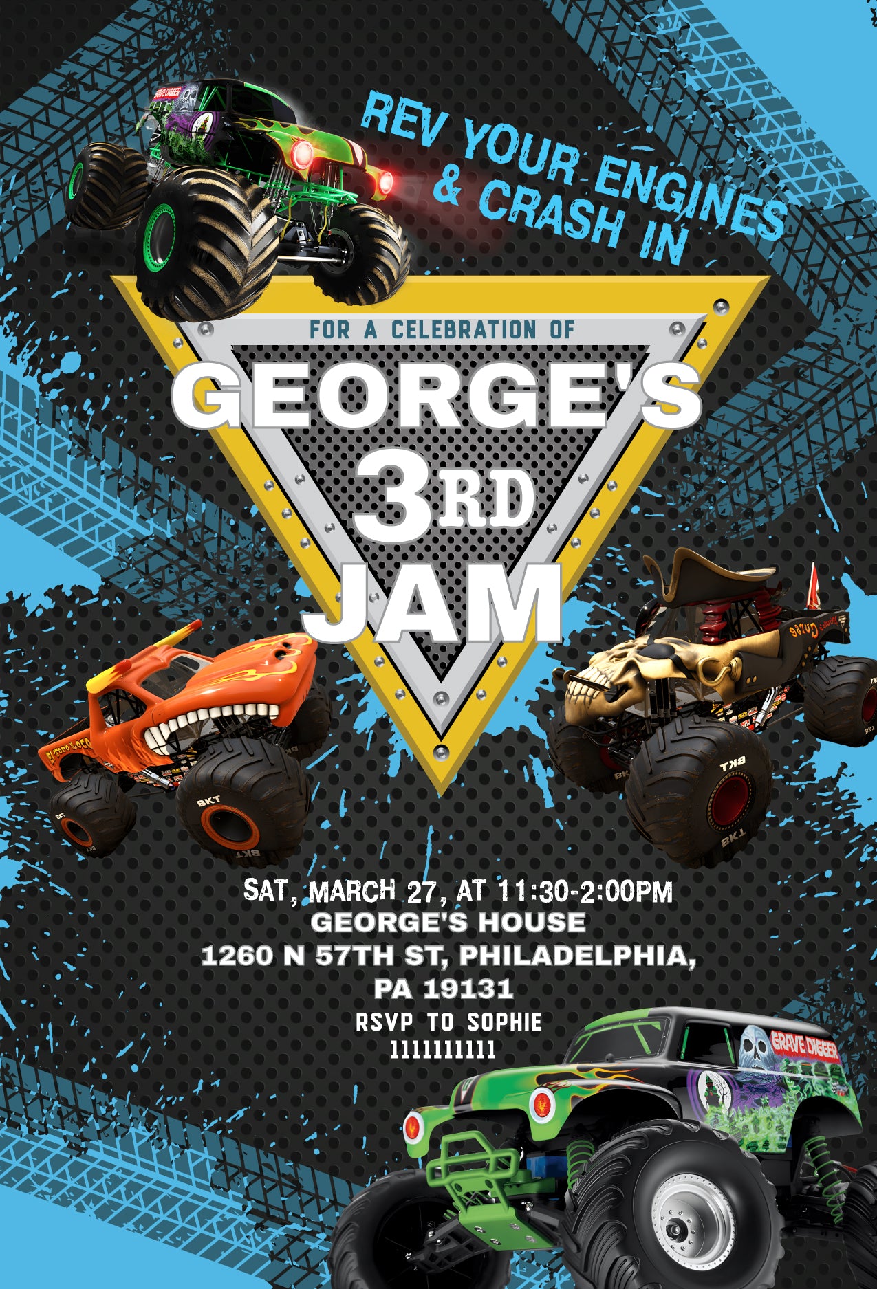 Monster Jam customizable invite template boy | instant download | Share or Print | RA783