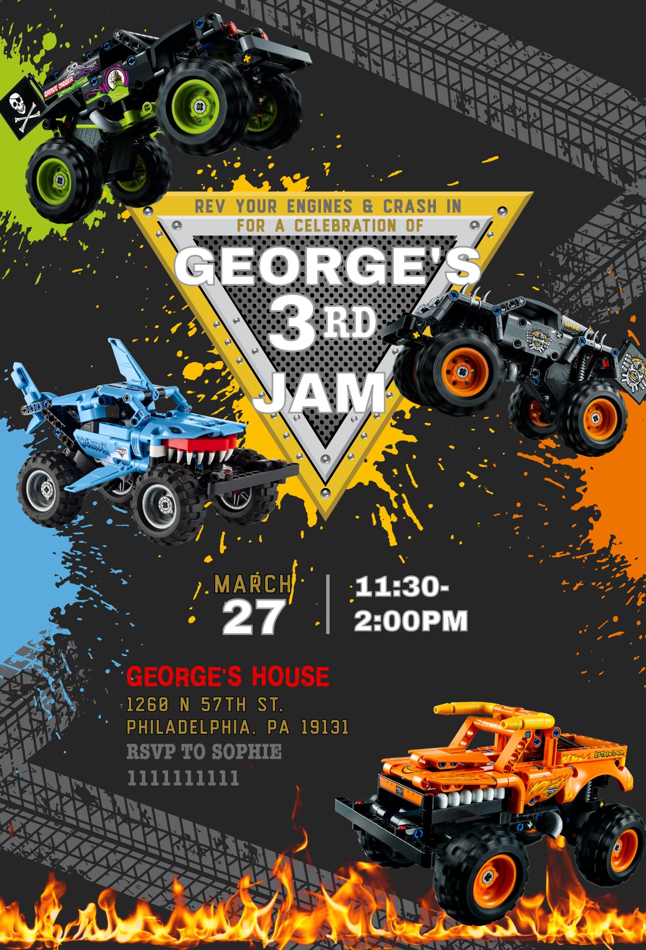 Monster Jam customizable invite template boy | instant download | Share or Print | GA072