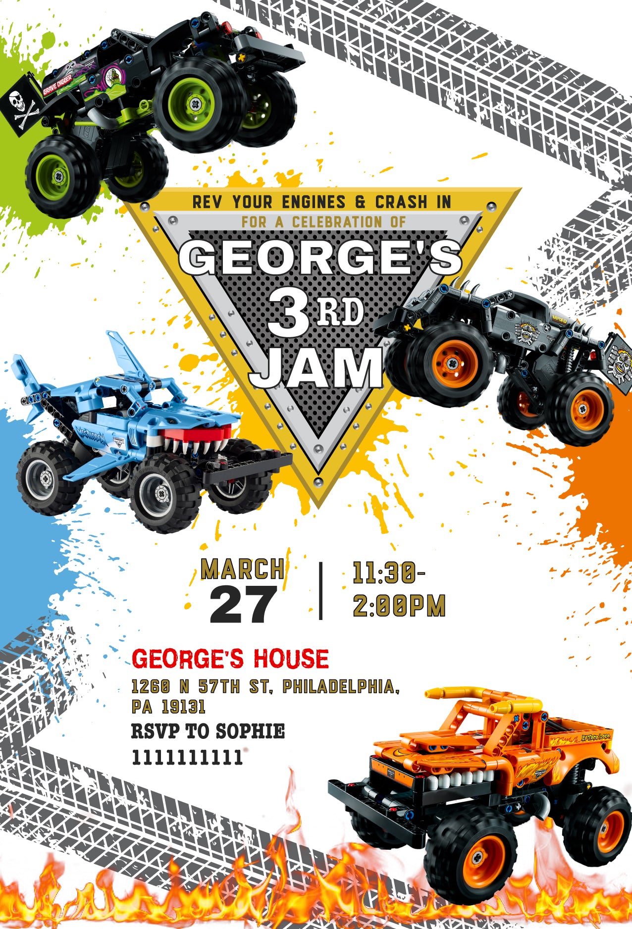 Monster Jam customizable invite template boy | instant download | Share or Print | YJ862