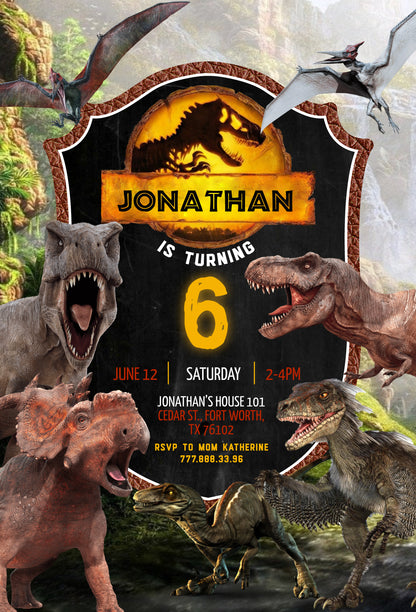 Jurassic Park customizable invite template | instant download | Share or Print | FP024