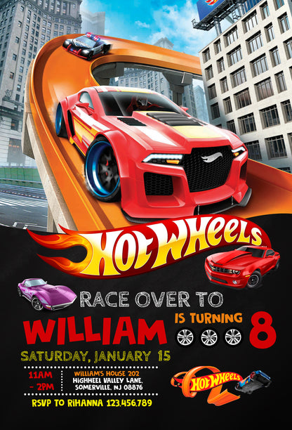 Hot Wheels customizable invite template boy | instant download | Share or Print | EW261