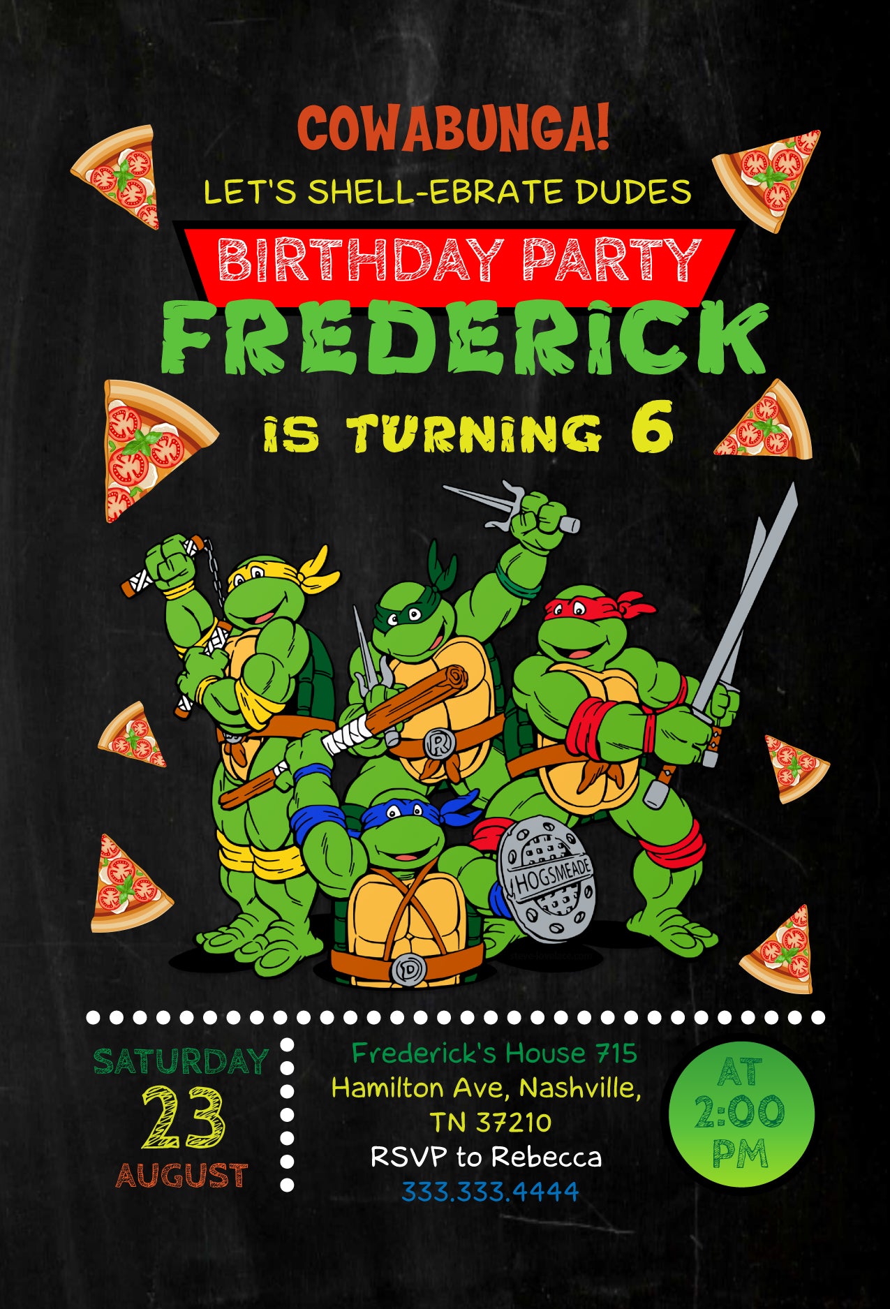 Teenage Mutant Ninja Turtles, TMNT customizable invite template boy | instant download | Share or Print | KJ373