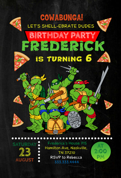 Teenage Mutant Ninja Turtles, TMNT customizable invite template boy | instant download | Share or Print | KJ373