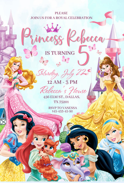 Princess Disney customizable invite template girl | instant download | Share or Print | EX929