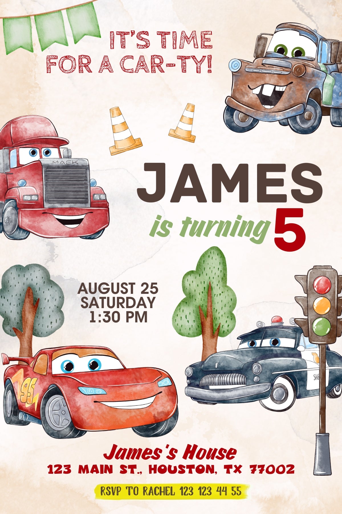 Cars Lighting McQueen customizable invite template | instant download | Share or Print | GM965