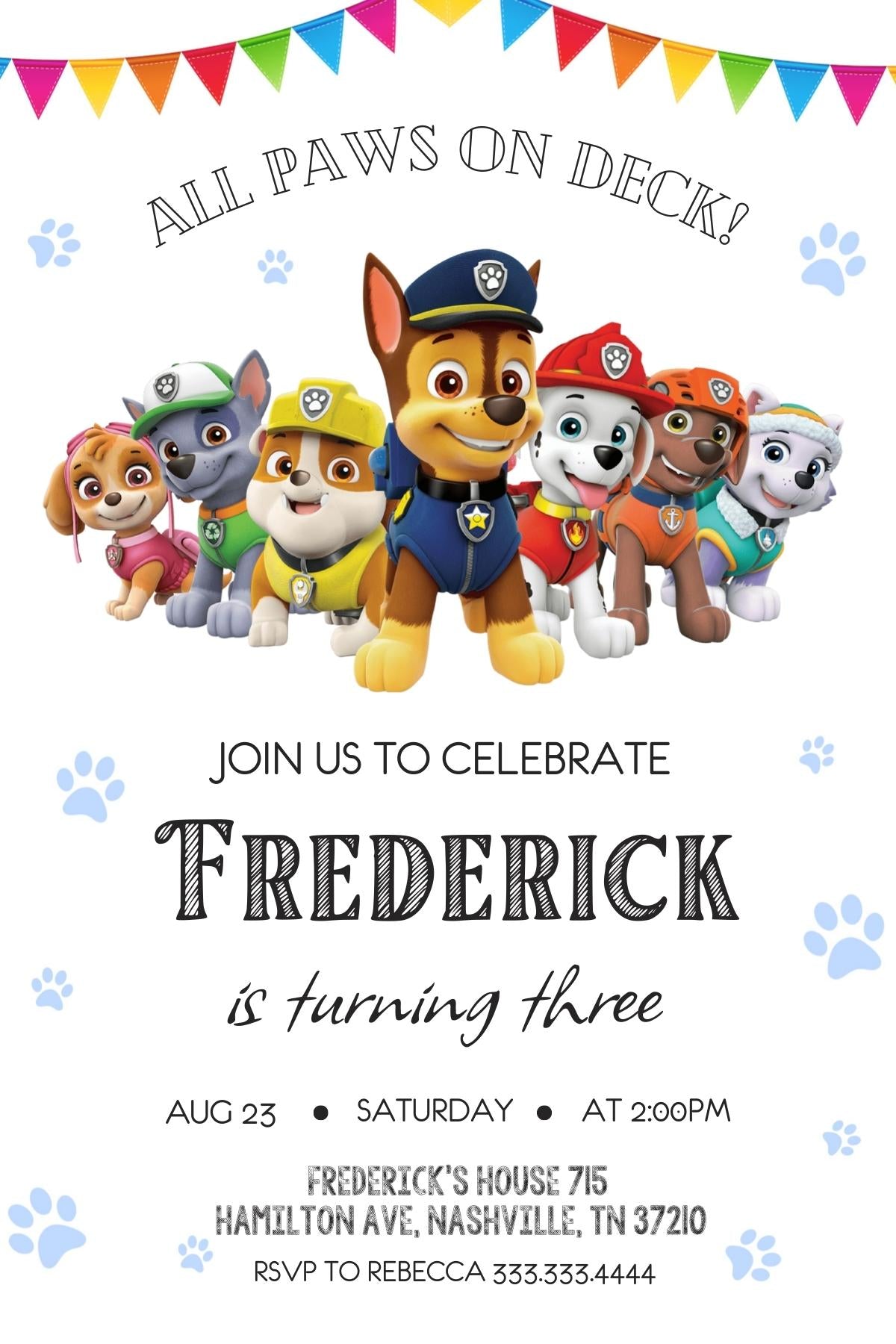 Paw Patrol customizable invite template | instant download | Share or Print | PT142