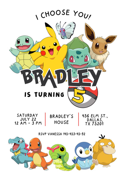 Pokemon customizable invite template | instant download | Share or Print | IZ958