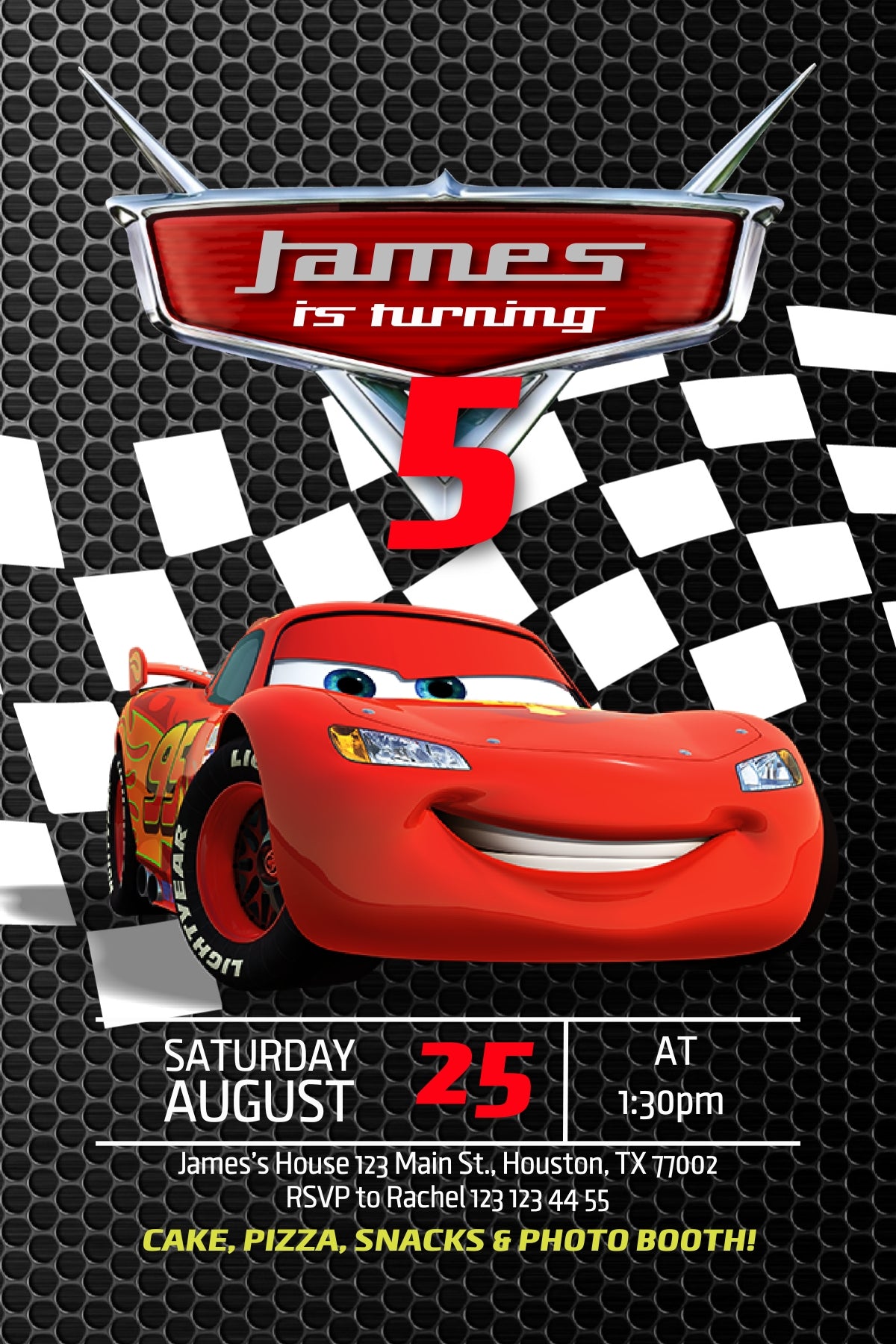 Cars Lighting McQueen customizable invite template | instant download | Share or Print | JL247