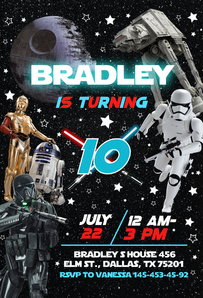 Star Wars customizable invite template | instant download | Share or Print | EP490