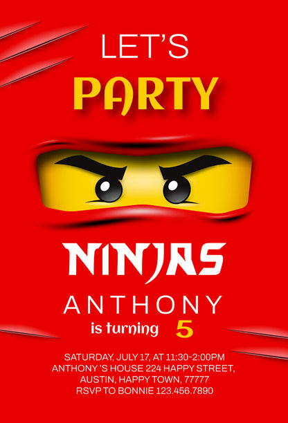 Ninjago customizable invite template boy | instant download | Share or Print | KV455