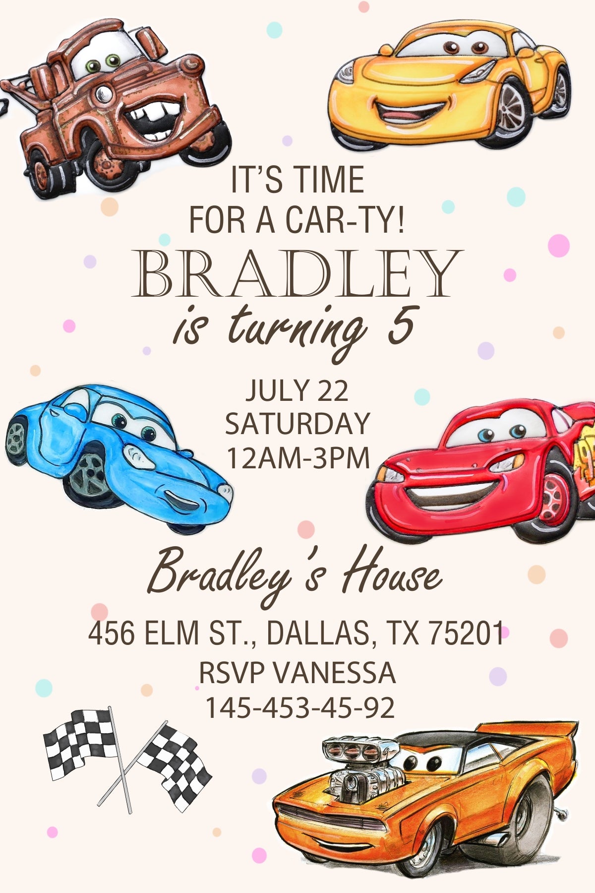 Cars Lighting McQueen customizable invite template | instant download | Share or Print | RA748