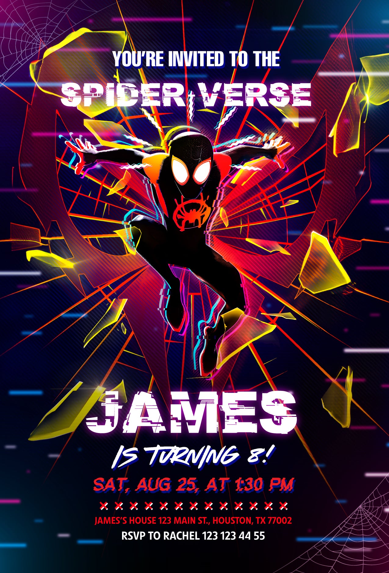 Spiderman Spider Verse customizable invite template | instant download | Share or Print | IM113