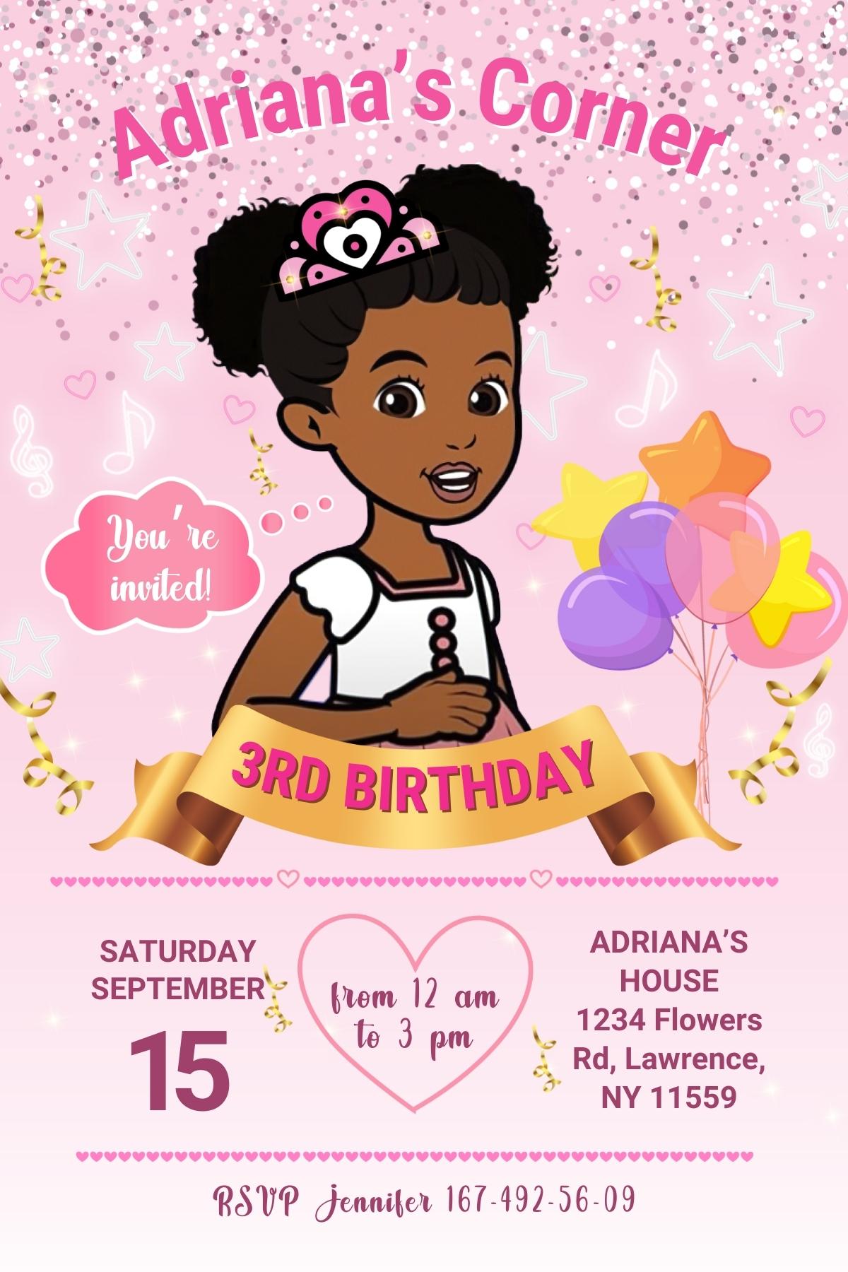 Gracie's Corner customizable invite template girl | instant download | Share or Print | FH815