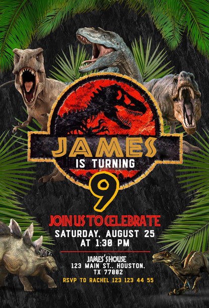 Jurassic Park customizable invite template | instant download | Share or Print | MD097