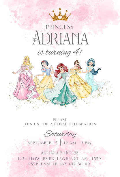 Princess Disney customizable invite template girl | instant download | Share or Print | HK204